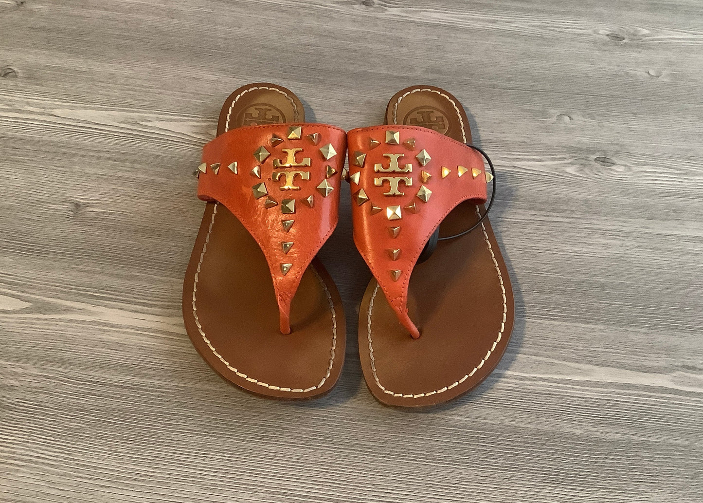 Orange Sandals Flip Flops Tory Burch, Size 6