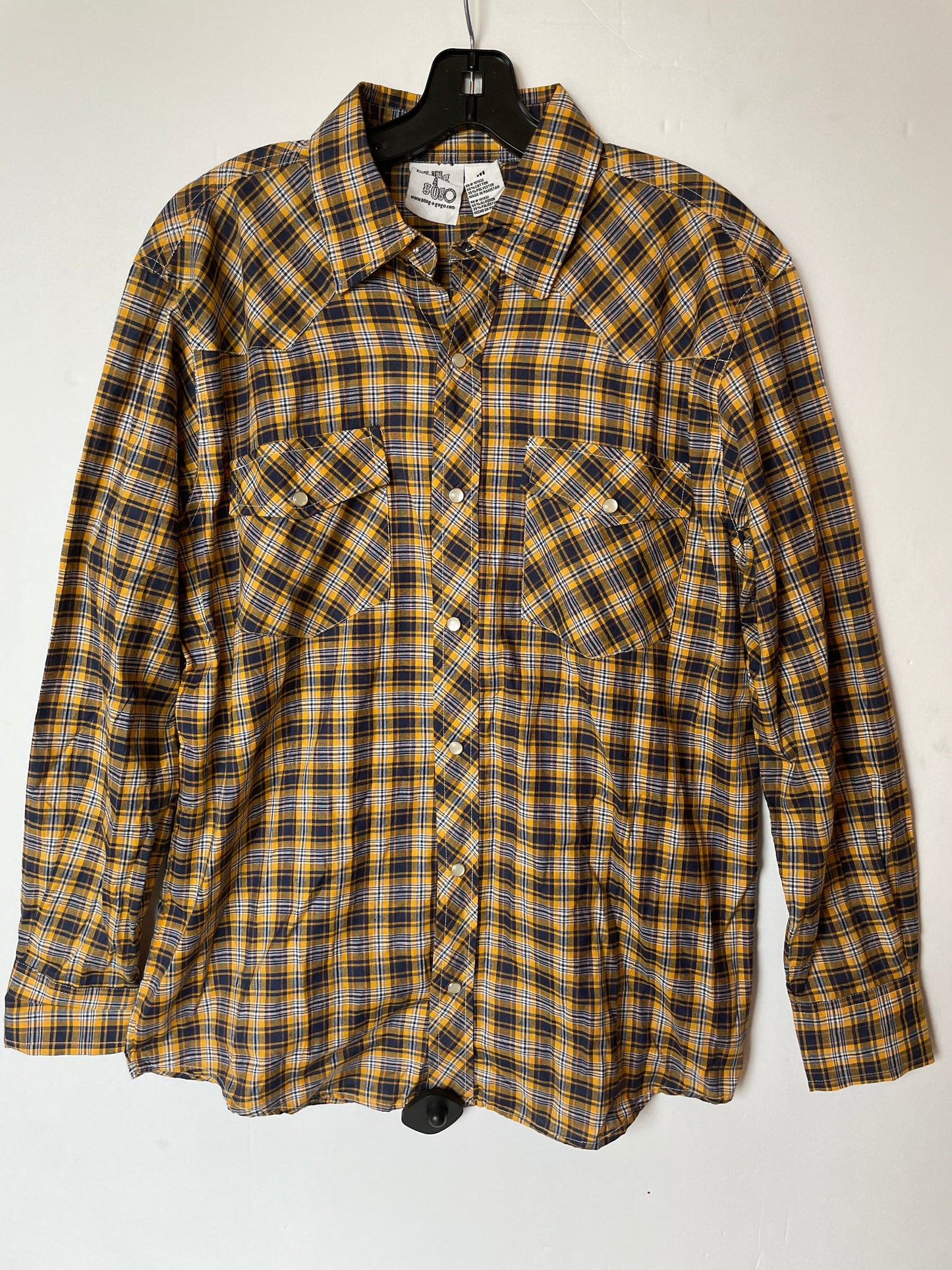 Plaid Pattern Top Long Sleeve Cmc, Size M