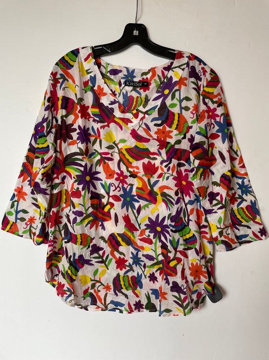 Multi-colored Top Long Sleeve Clothes Mentor, Size M