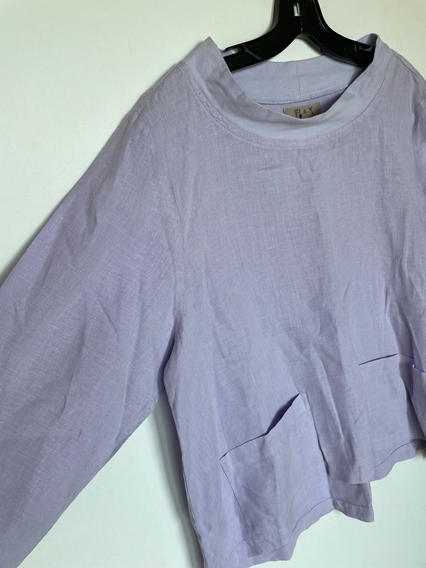 Purple Linen Top Long Sleeve Flax, Size S