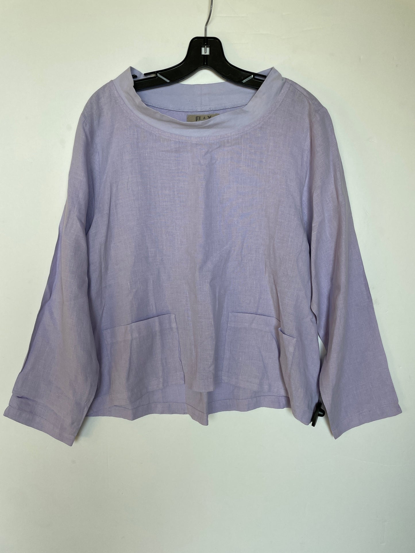 Purple Linen Top Long Sleeve Flax, Size S