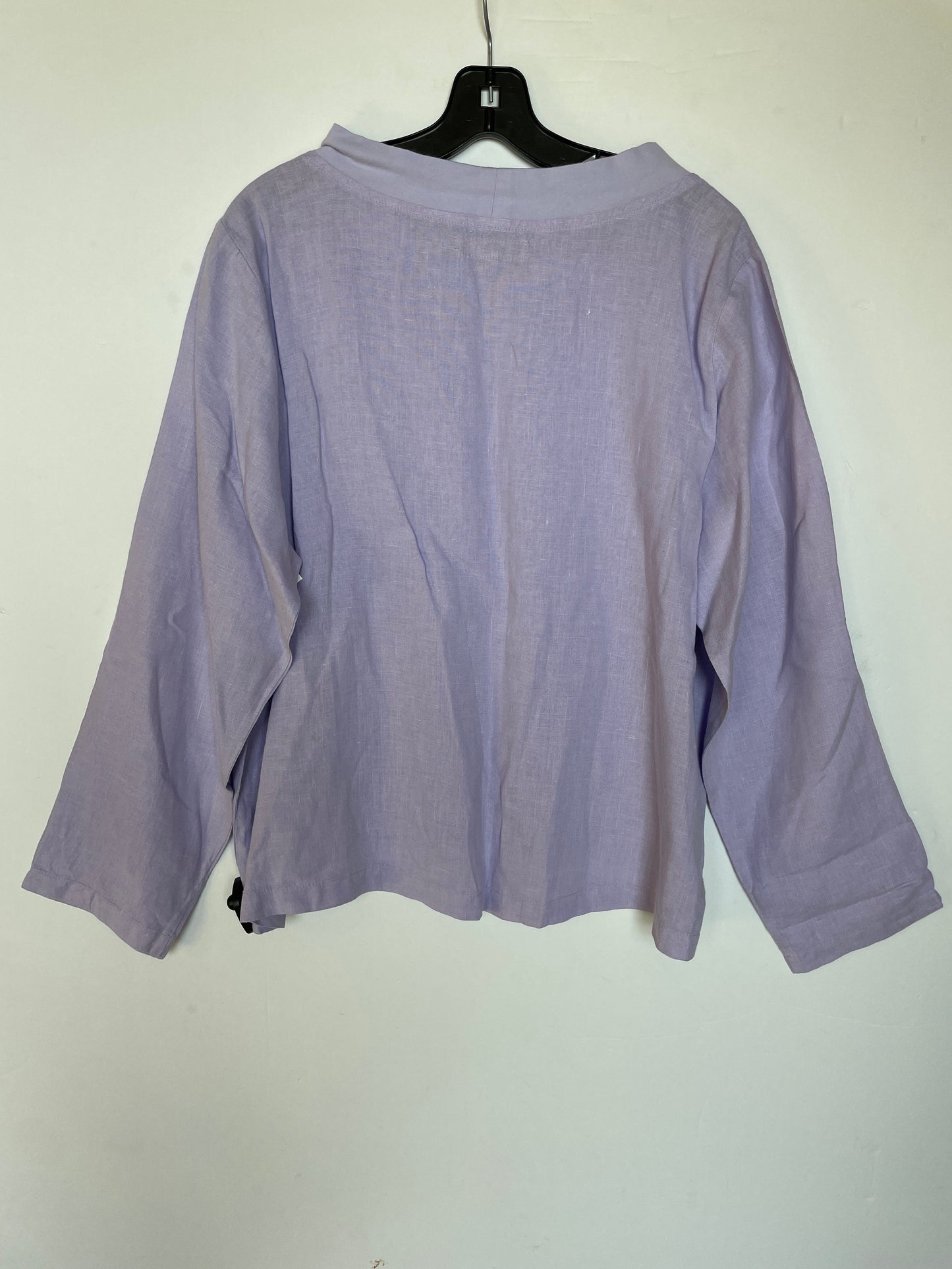 Purple Linen Top Long Sleeve Flax, Size S