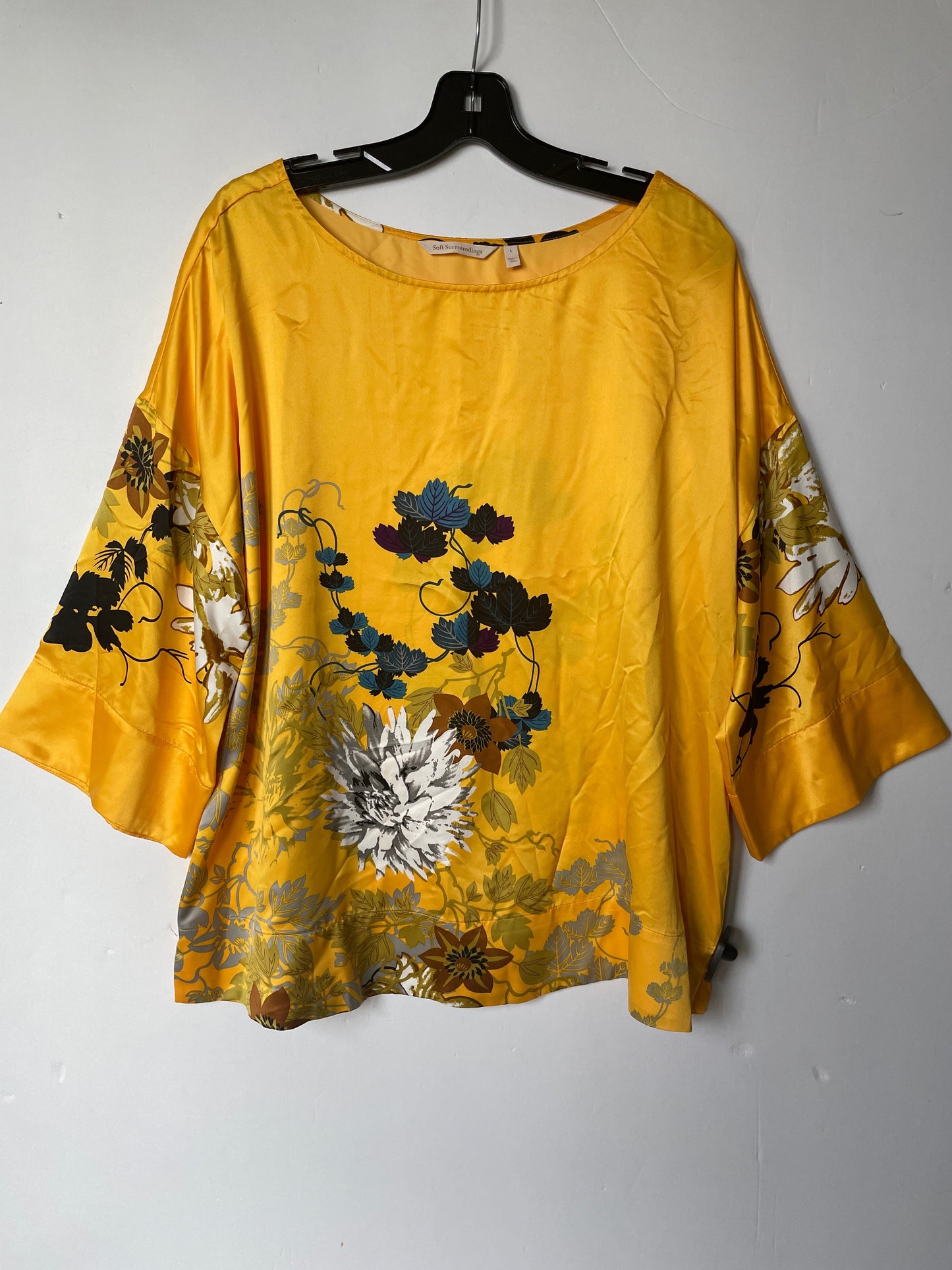 Yellow Top Short Sleeve Soft Surroundings, Size L