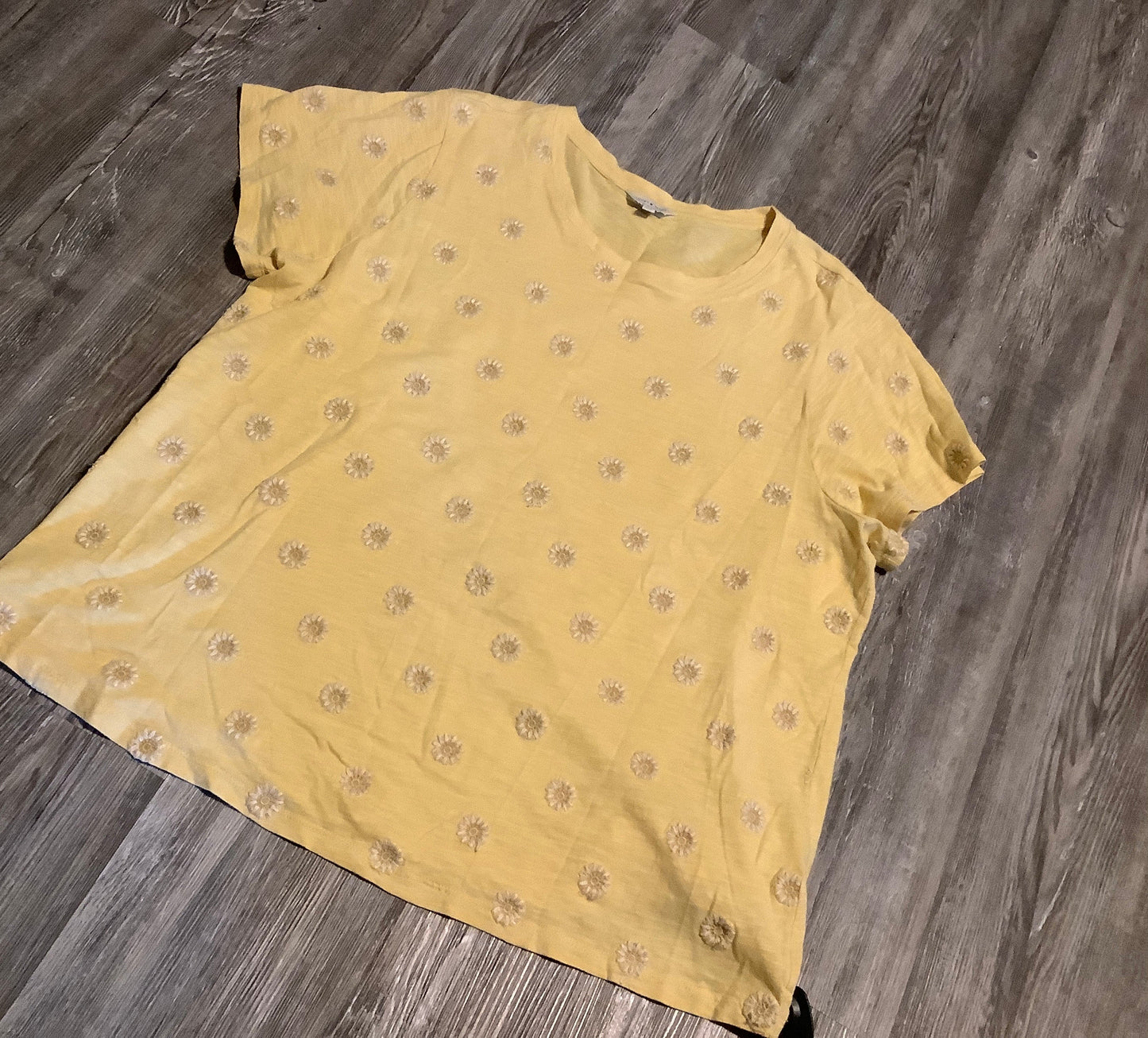 Top Short Sleeve Basic By Lucky Brand In Yellow, Size: 2x