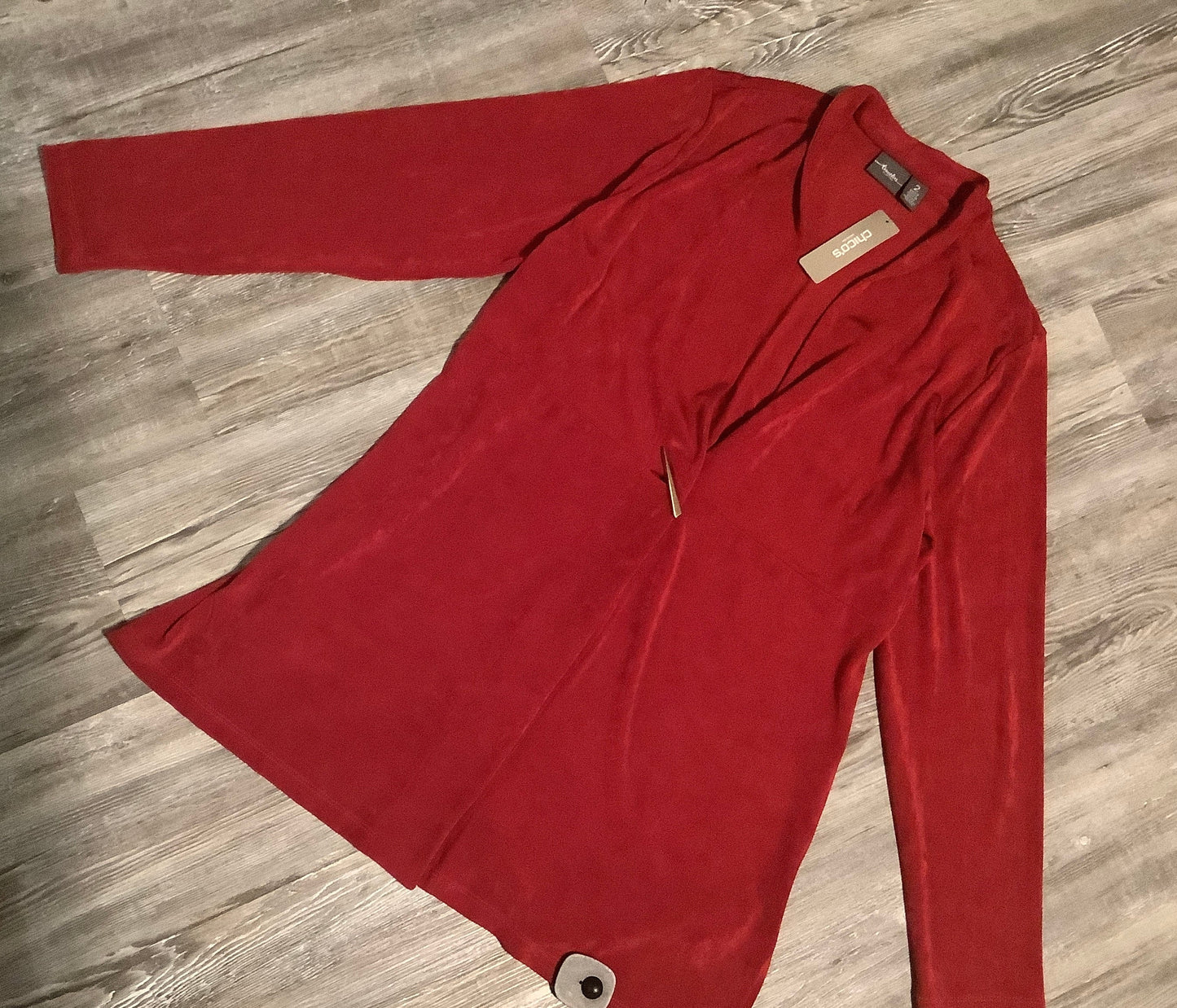 Sweater Cardigan By Chicos In Red, Size: L