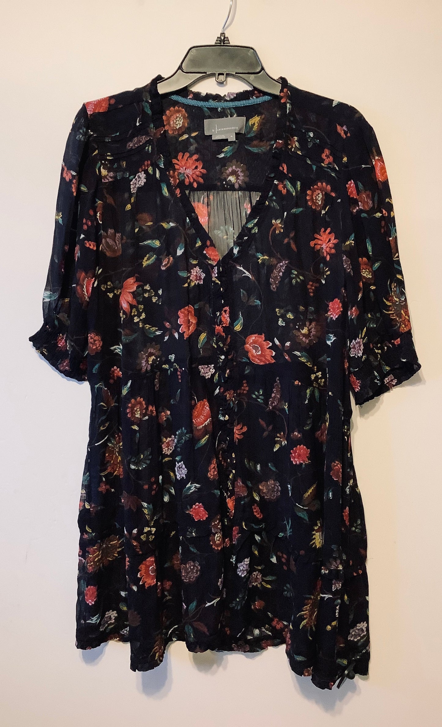 Tunic Short Sleeve By Anthropologie In Navy, Size: Xl