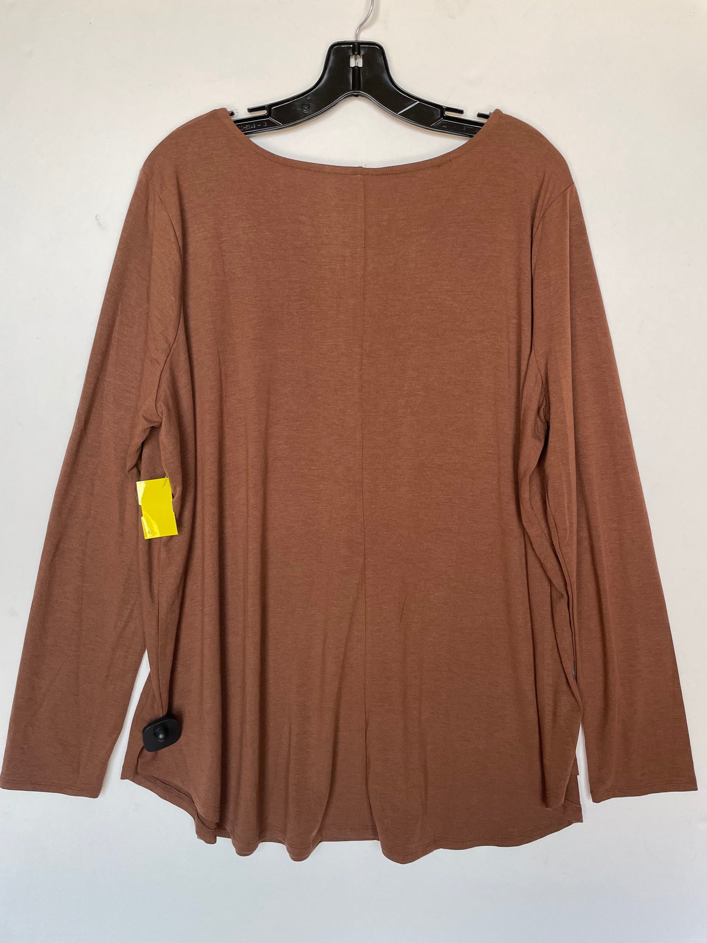 Top Long Sleeve Basic By Zenana Outfitters In Brown, Size: 3x