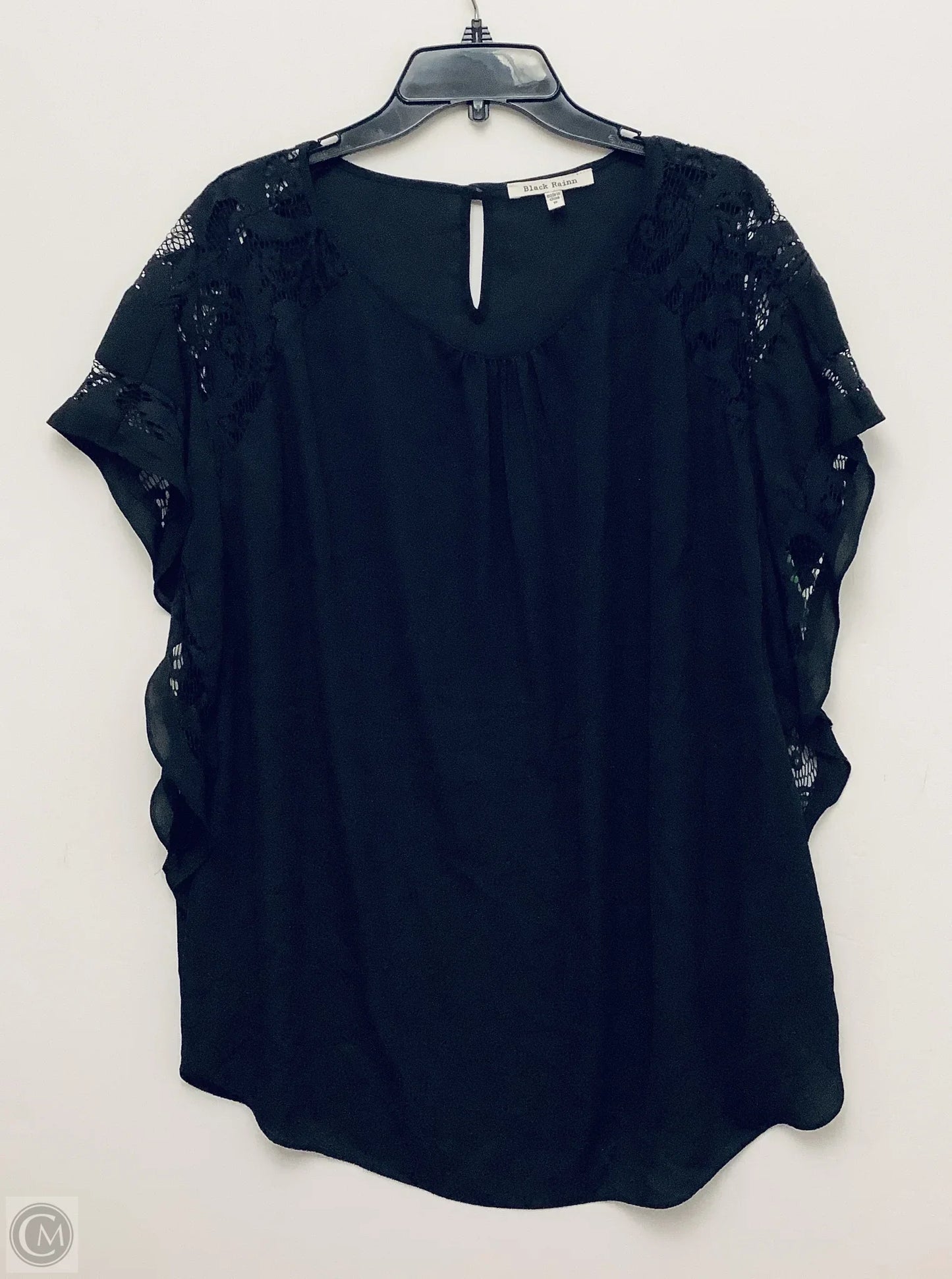 Top Short Sleeve By Black Rainn In Black, Size: 1x