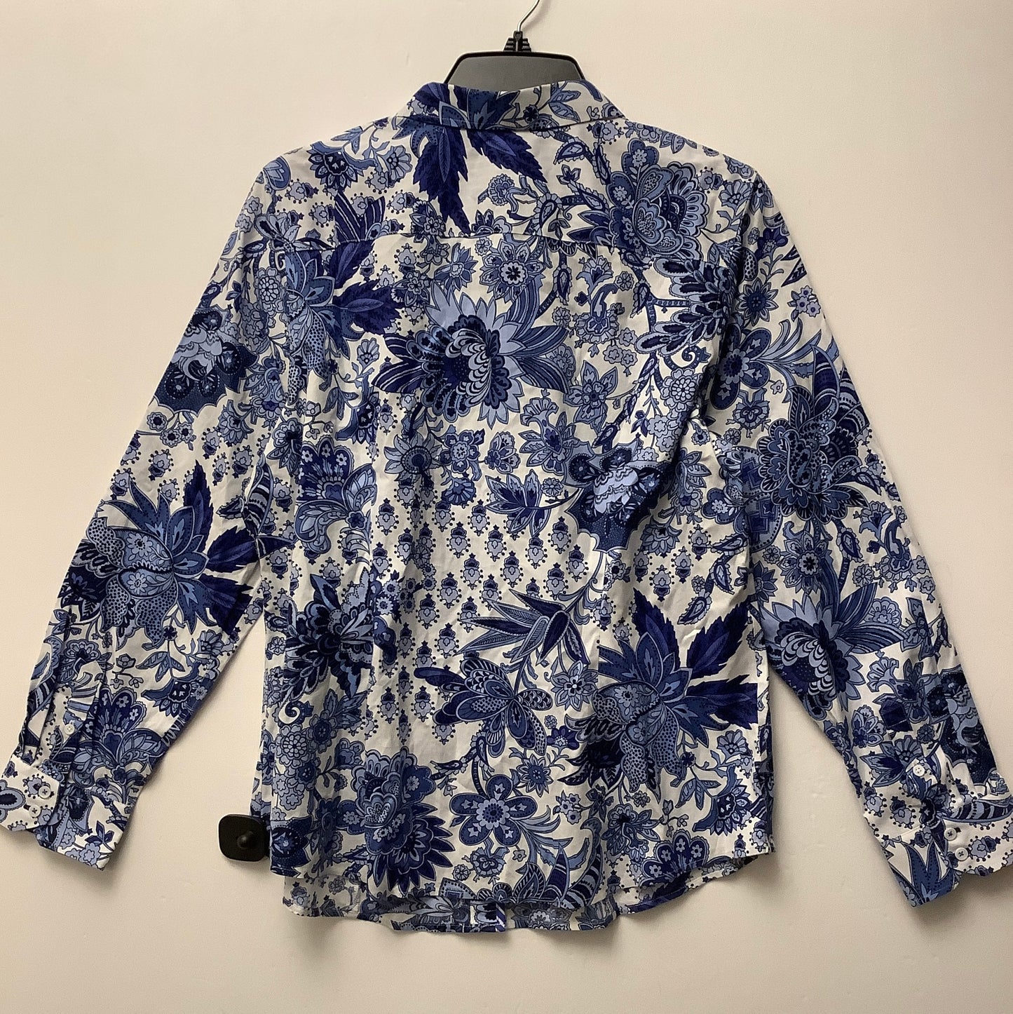 Top Long Sleeve By Talbots In Blue & White, Size: Xl