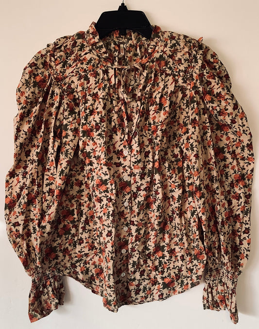 Top Long Sleeve By Free People In Floral Print, Size: S