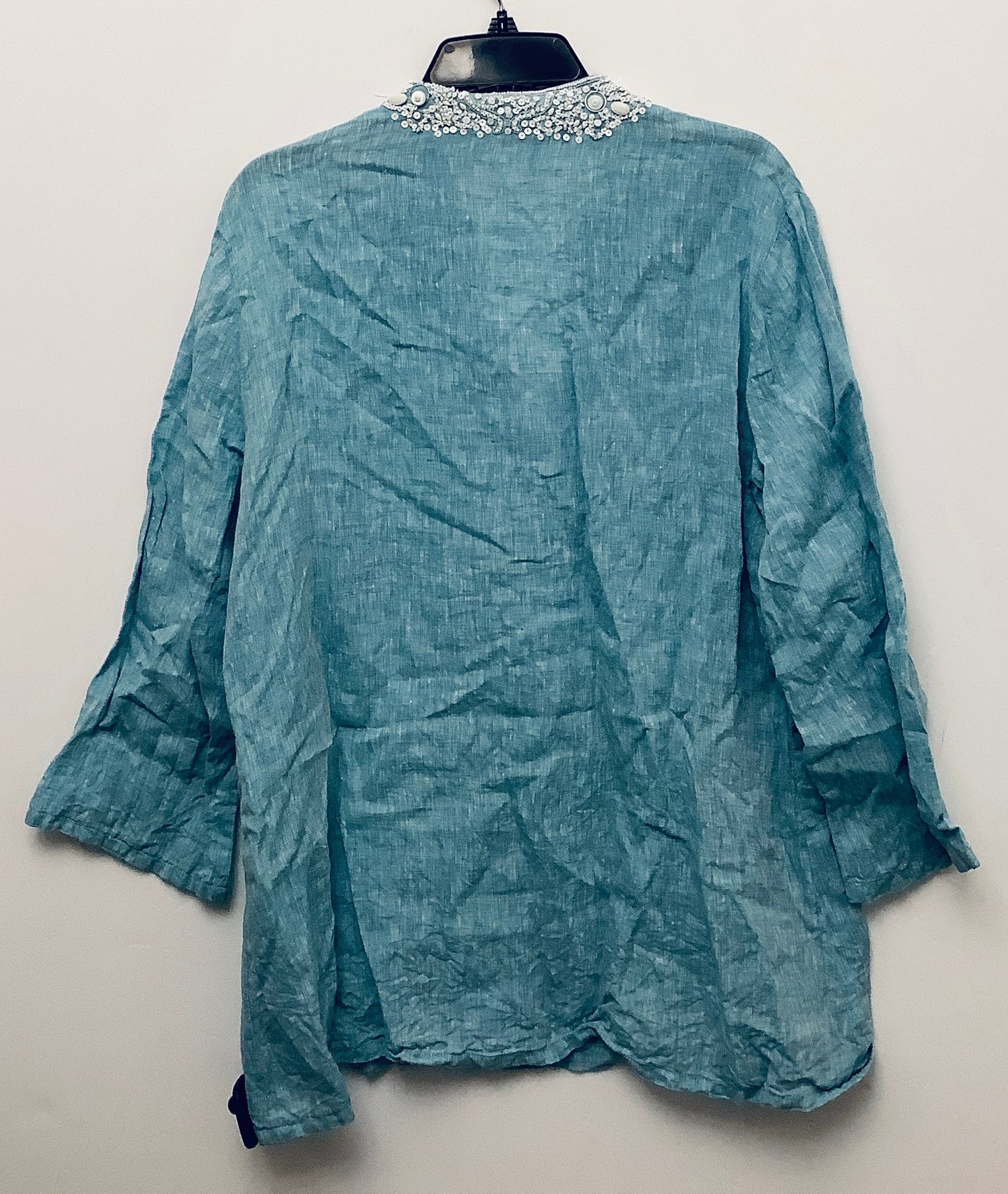 Top Long Sleeve Designer By Lafayette 148 In Teal, Size: L