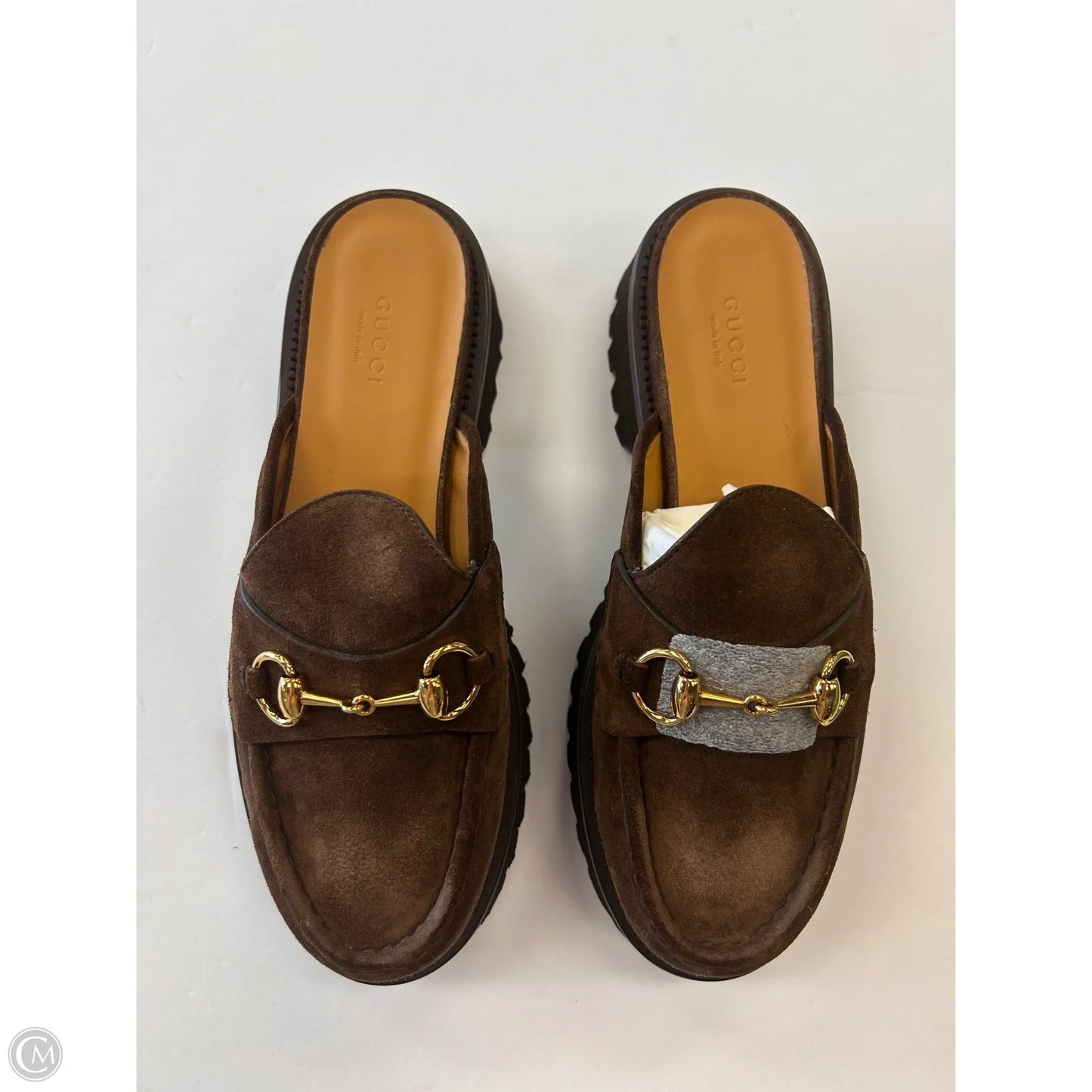 Shoes Luxury Designer By Gucci In Brown, Size: 9.5