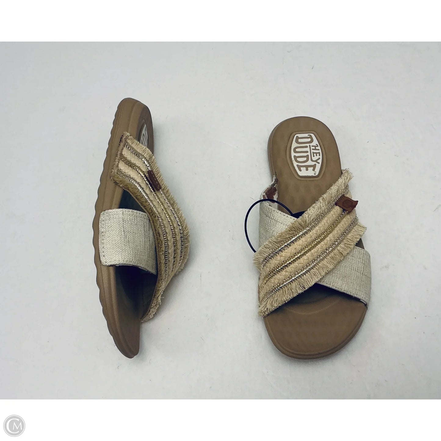 Sandals Flats By Hey Dude In Tan, Size: 6