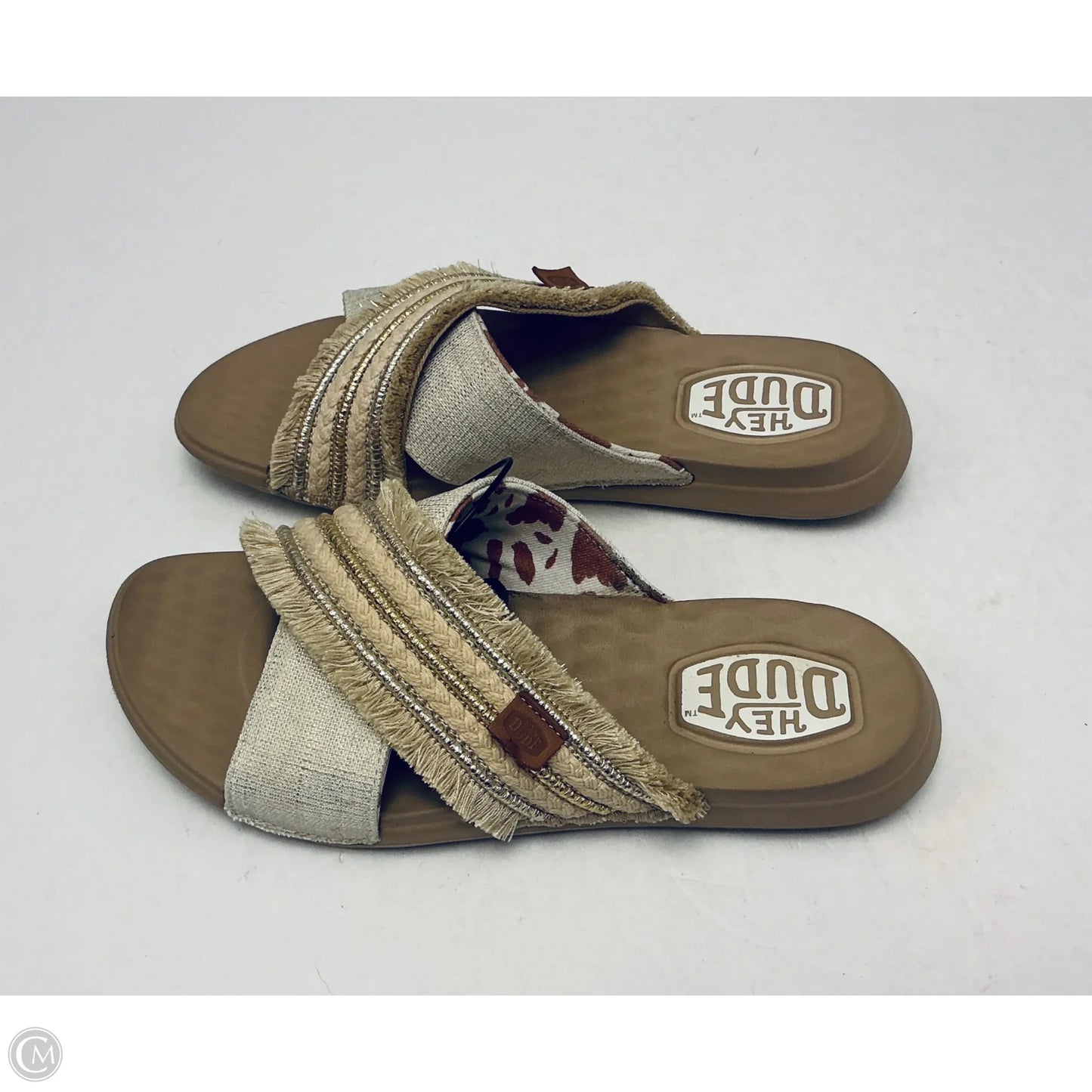 Sandals Flats By Hey Dude In Tan, Size: 6