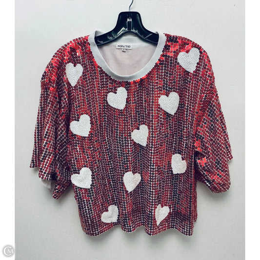 Top Short Sleeve By Main Strip In Red, Size: L