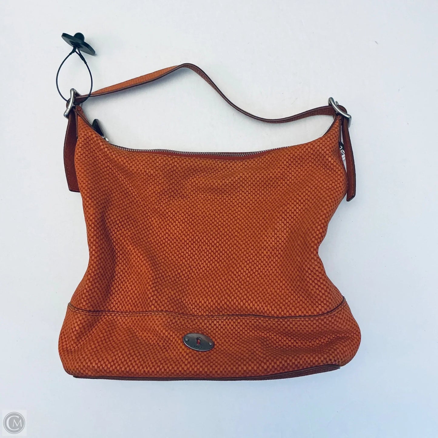 Handbag Leather By Fossil, Size: Medium