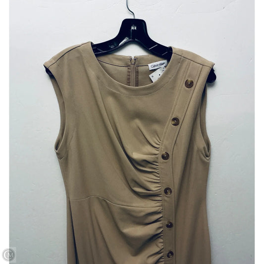 Dress Casual Midi By Calvin Klein In Beige, Size: L