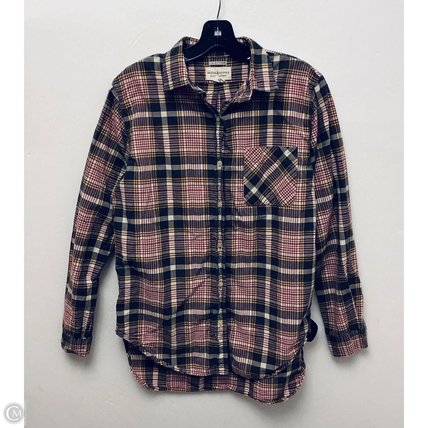 Top Long Sleeve By Denim & Supply By Ralph Lauren In Plaid Pattern, Size: M