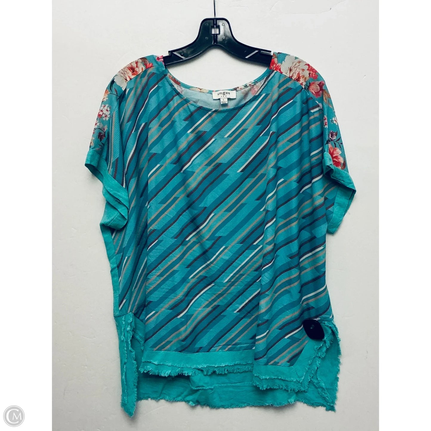 Top Short Sleeve By Umgee In Teal, Size: L