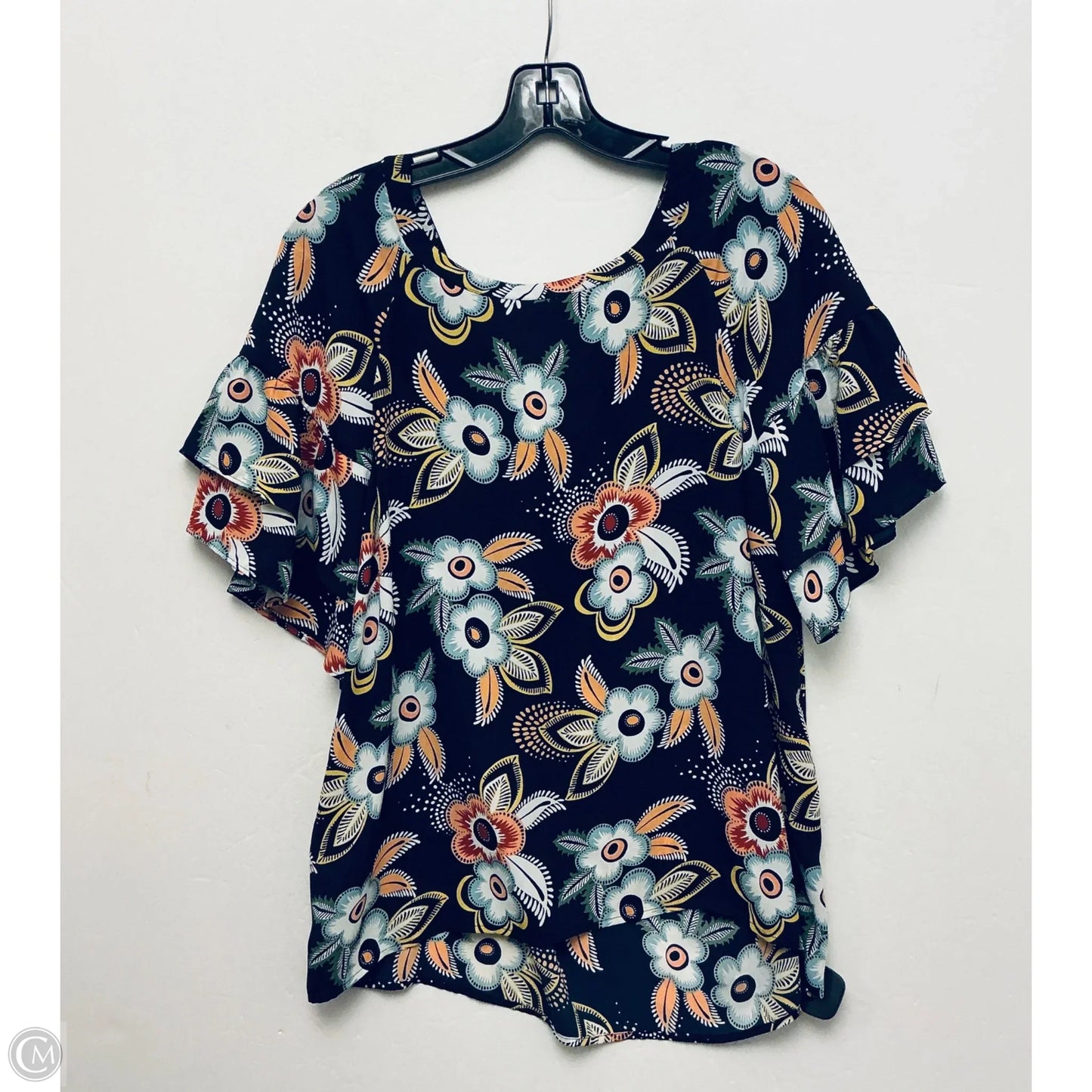 Top Short Sleeve By Loft In Navy, Size: L