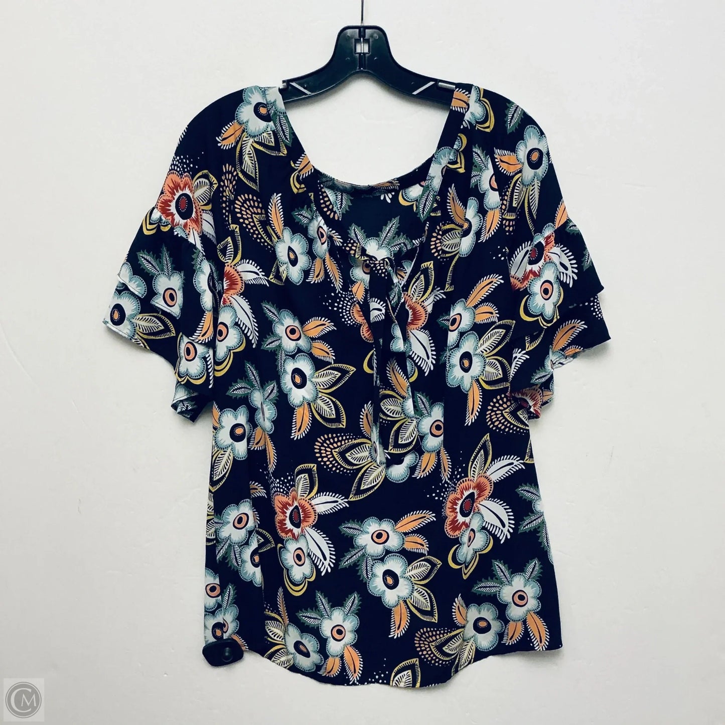 Top Short Sleeve By Loft In Navy, Size: L