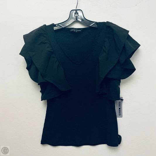 Top Short Sleeve By Haute Monde In Black, Size: M