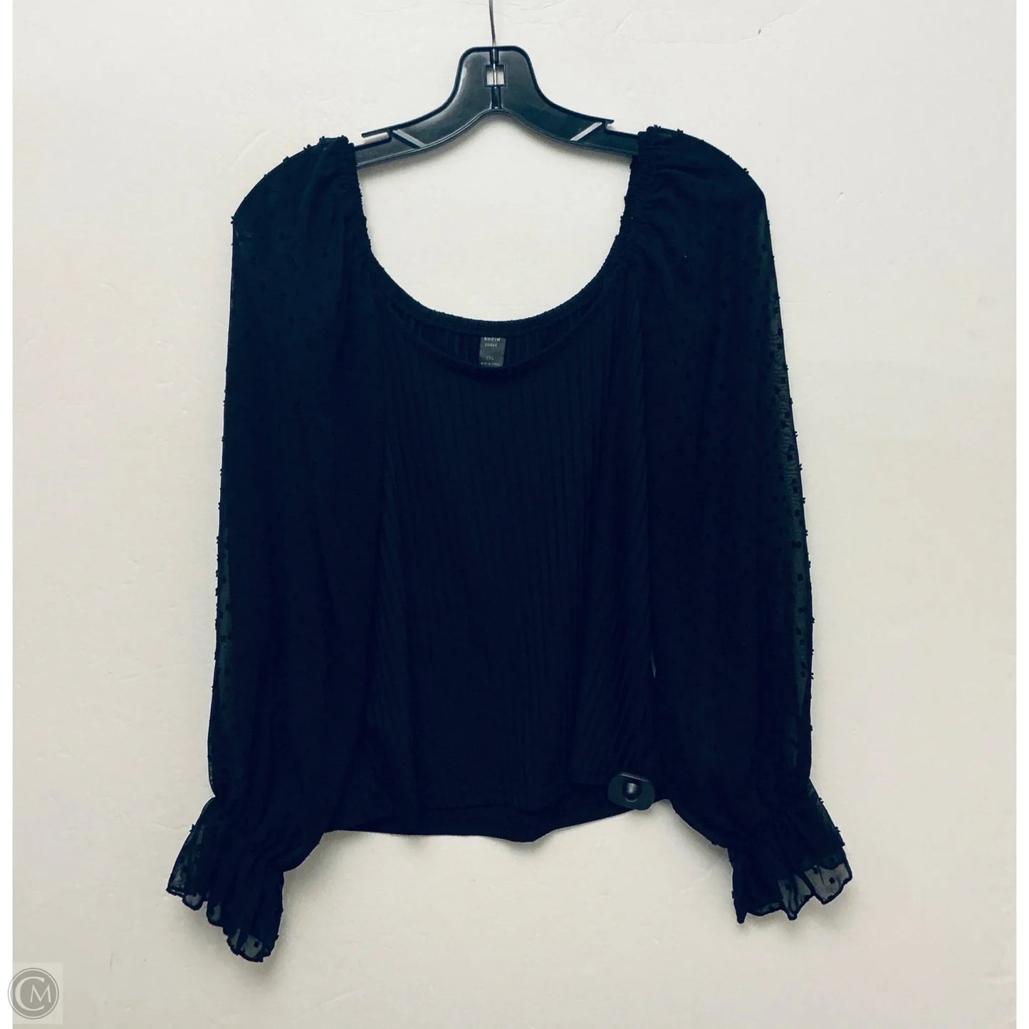 Top Long Sleeve By Shein In Black, Size: 1x
