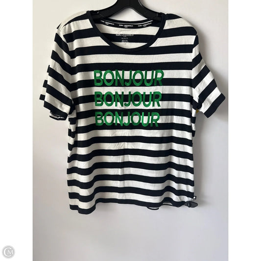 Top Short Sleeve Designer By Karl Lagerfeld In Striped Pattern, Size: Xl