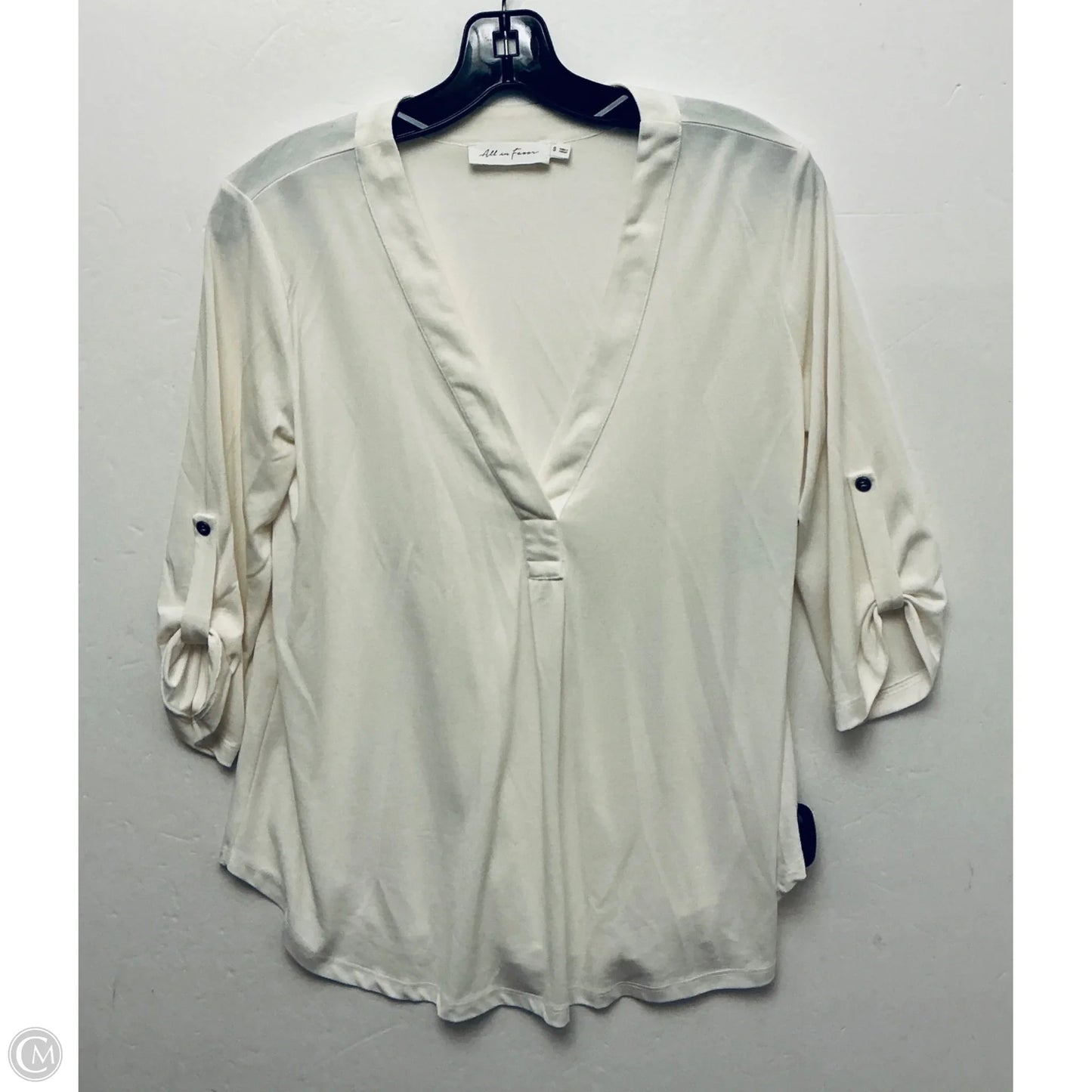 Top Short Sleeve By All In Favor In Cream, Size: S