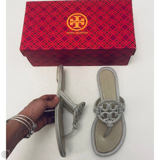 Sandals Designer By Tory Burch In Silver, Size: 9