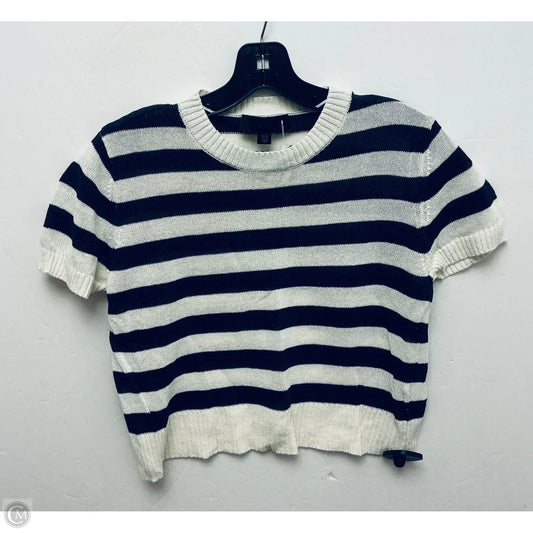 Top Short Sleeve By Zara In Striped Pattern, Size: M