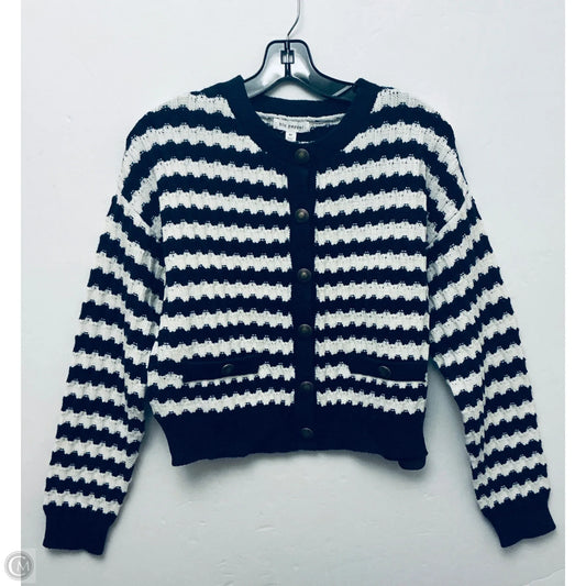 Sweater Cardigan By Blu Pepper In Striped Pattern, Size: M
