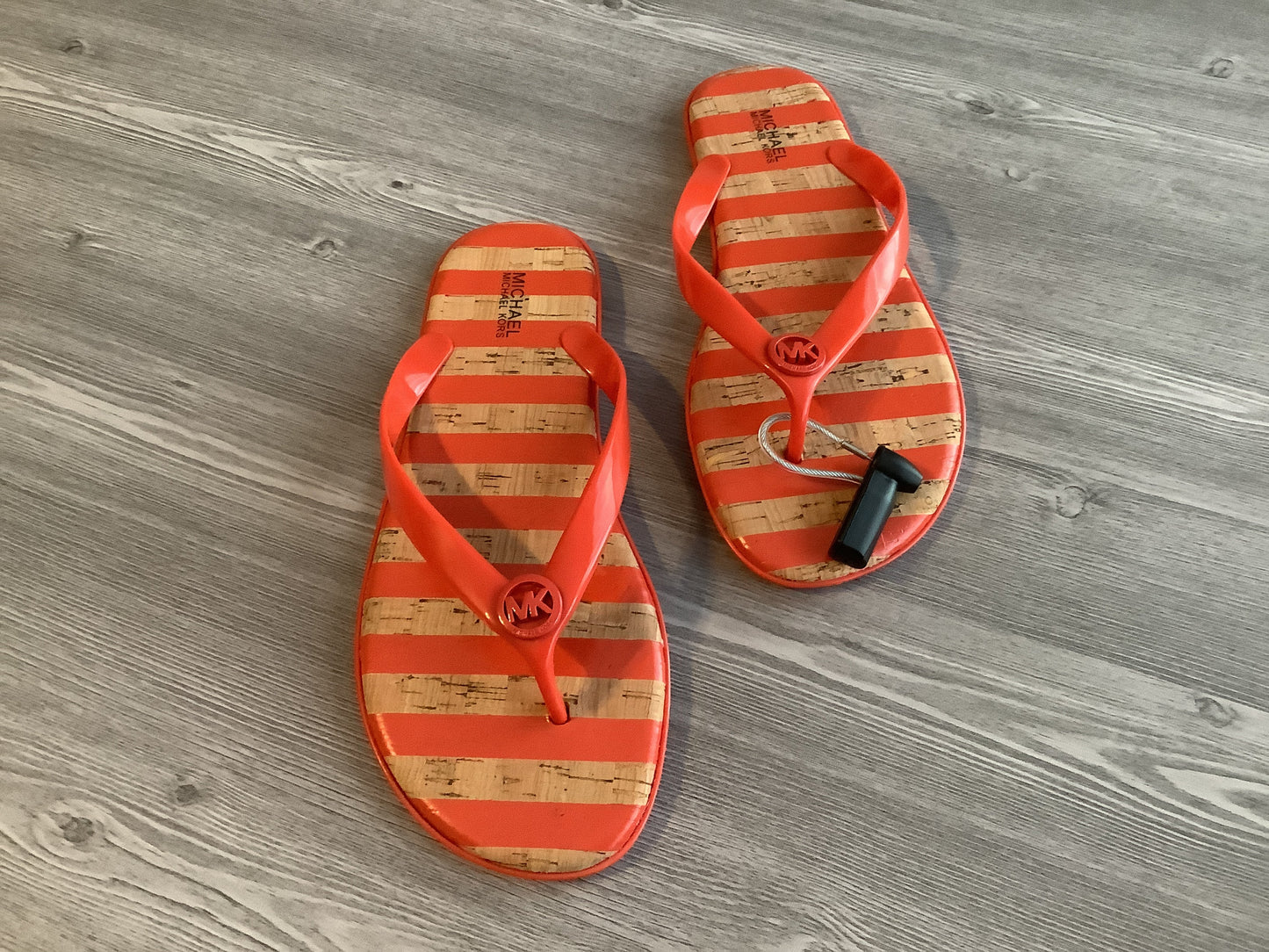 Orange & Tan Sandals Flip Flops Michael By Michael Kors, Size 9