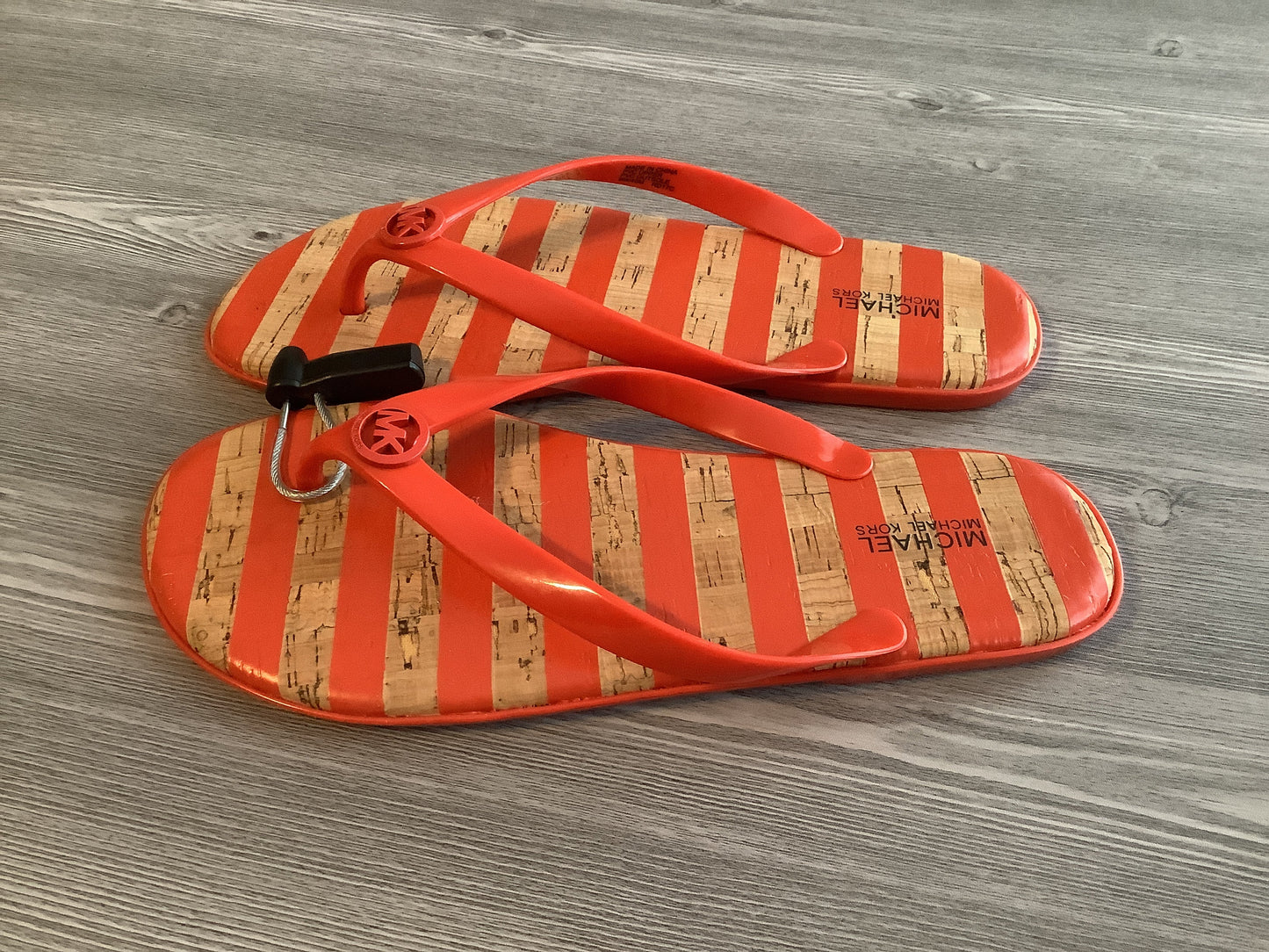 Orange & Tan Sandals Flip Flops Michael By Michael Kors, Size 9