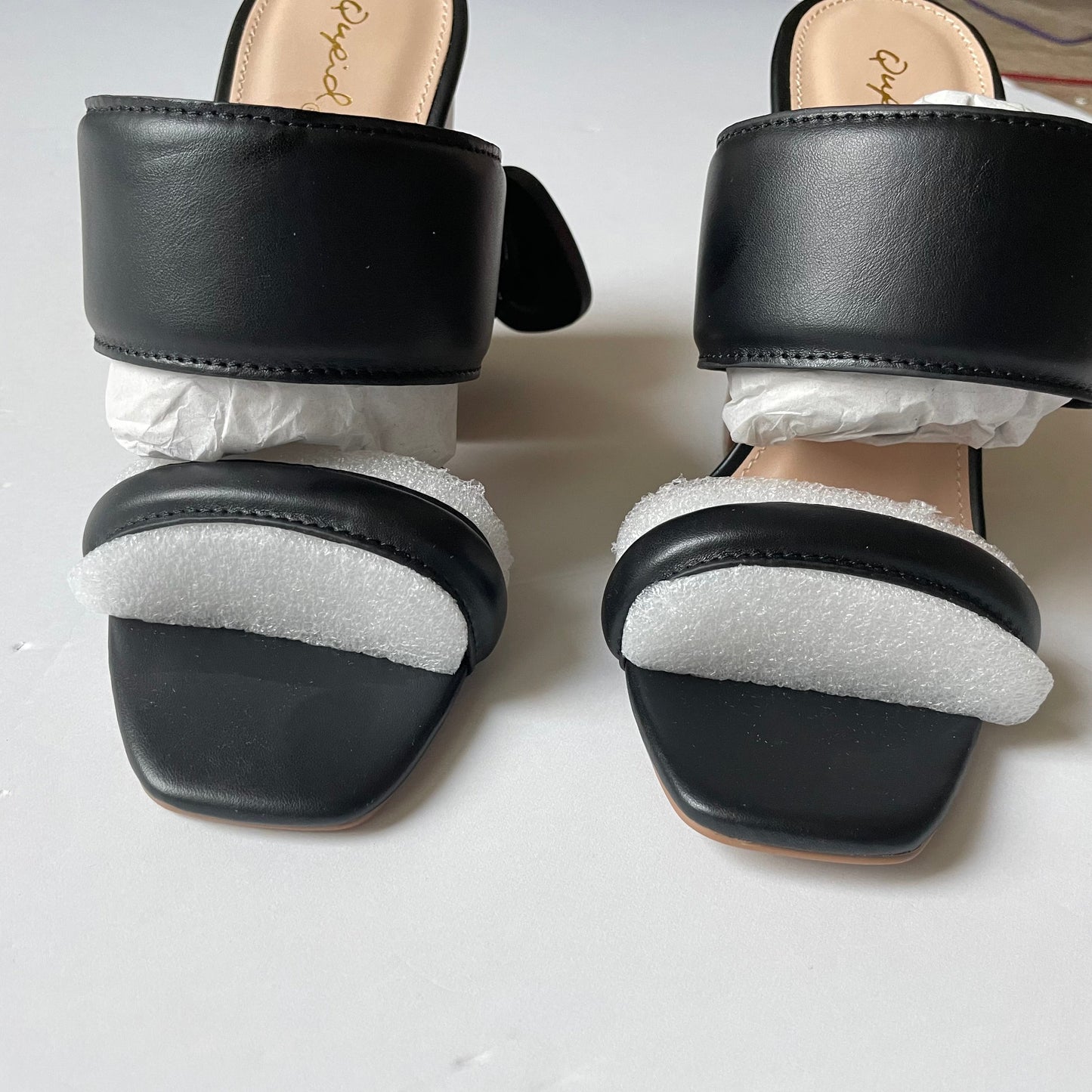 Black Shoes Heels Block Qupid, Size 8.5