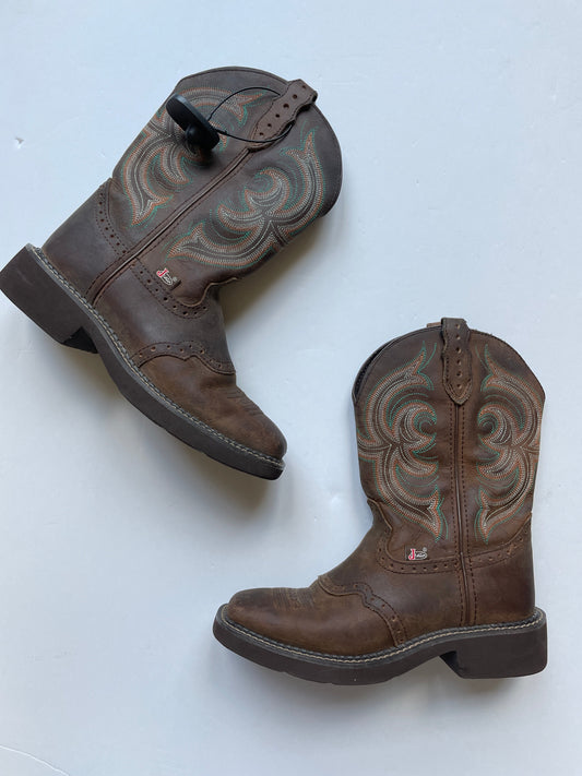 Brown Boots Western Justin, Size 7