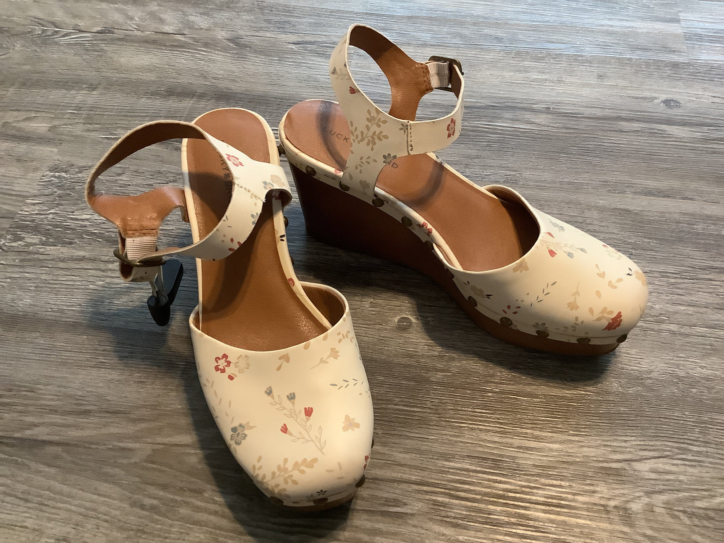 Floral Print Shoes Heels Wedge Lucky Brand, Size 8.5