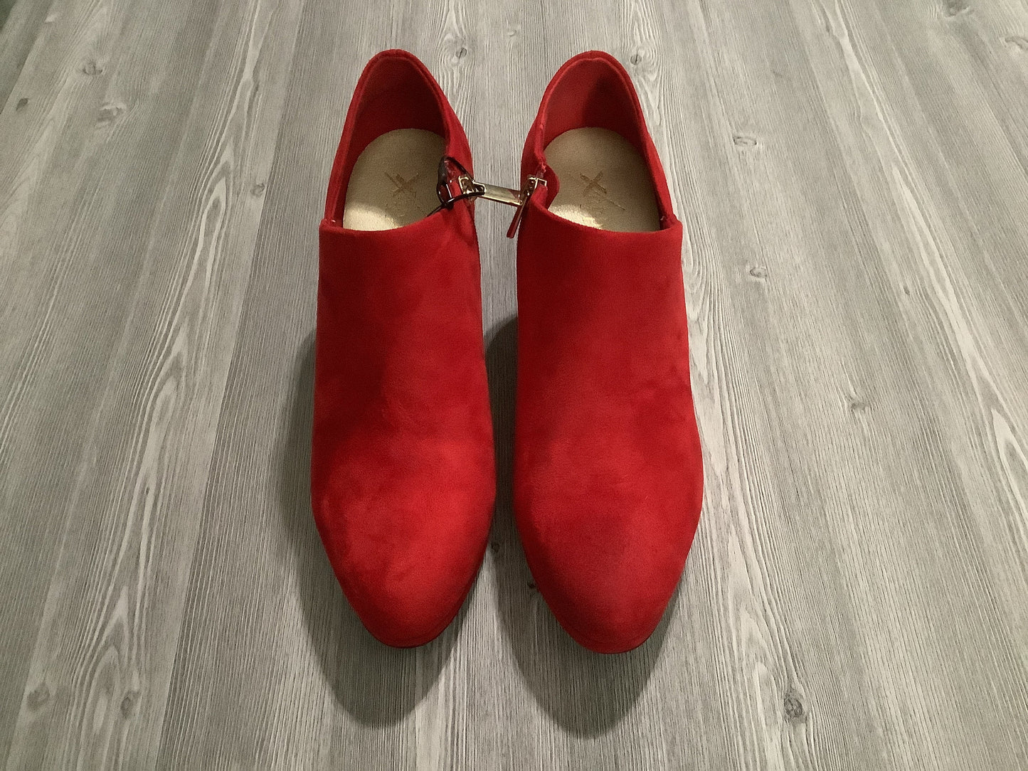 Red Boots Ankle Heels Xappeal, Size 9