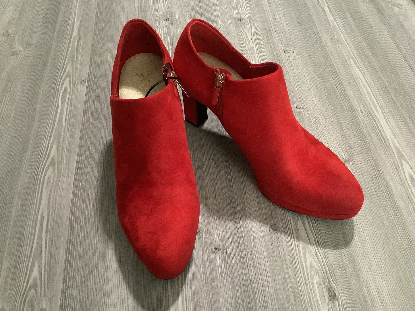 Red Boots Ankle Heels Xappeal, Size 9