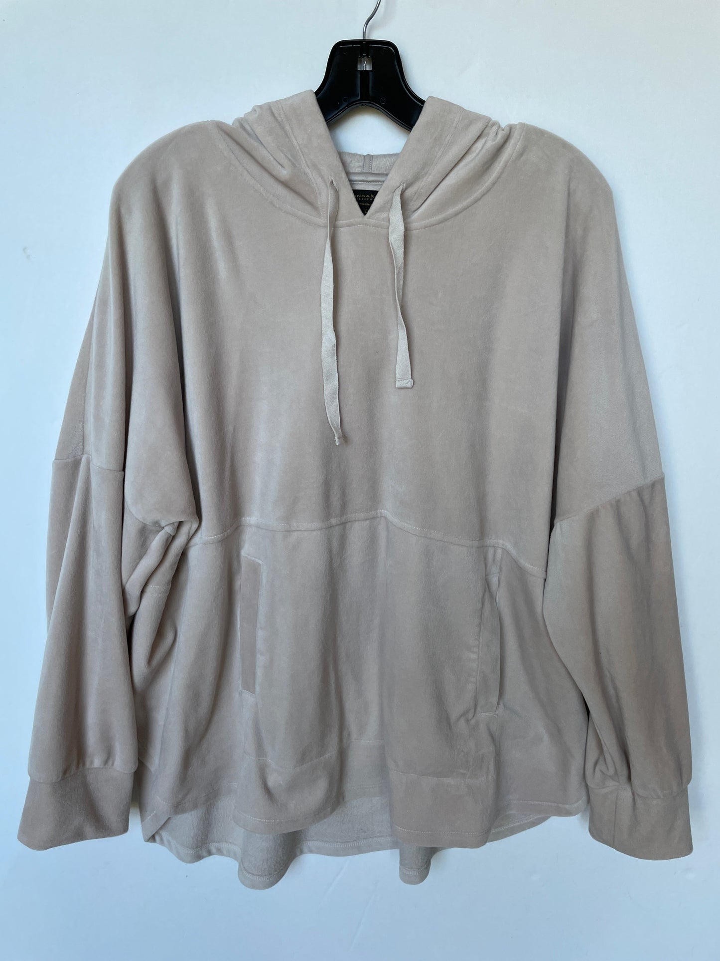 Sweatshirt Hoodie By Donna Karan In Tan, Size: L