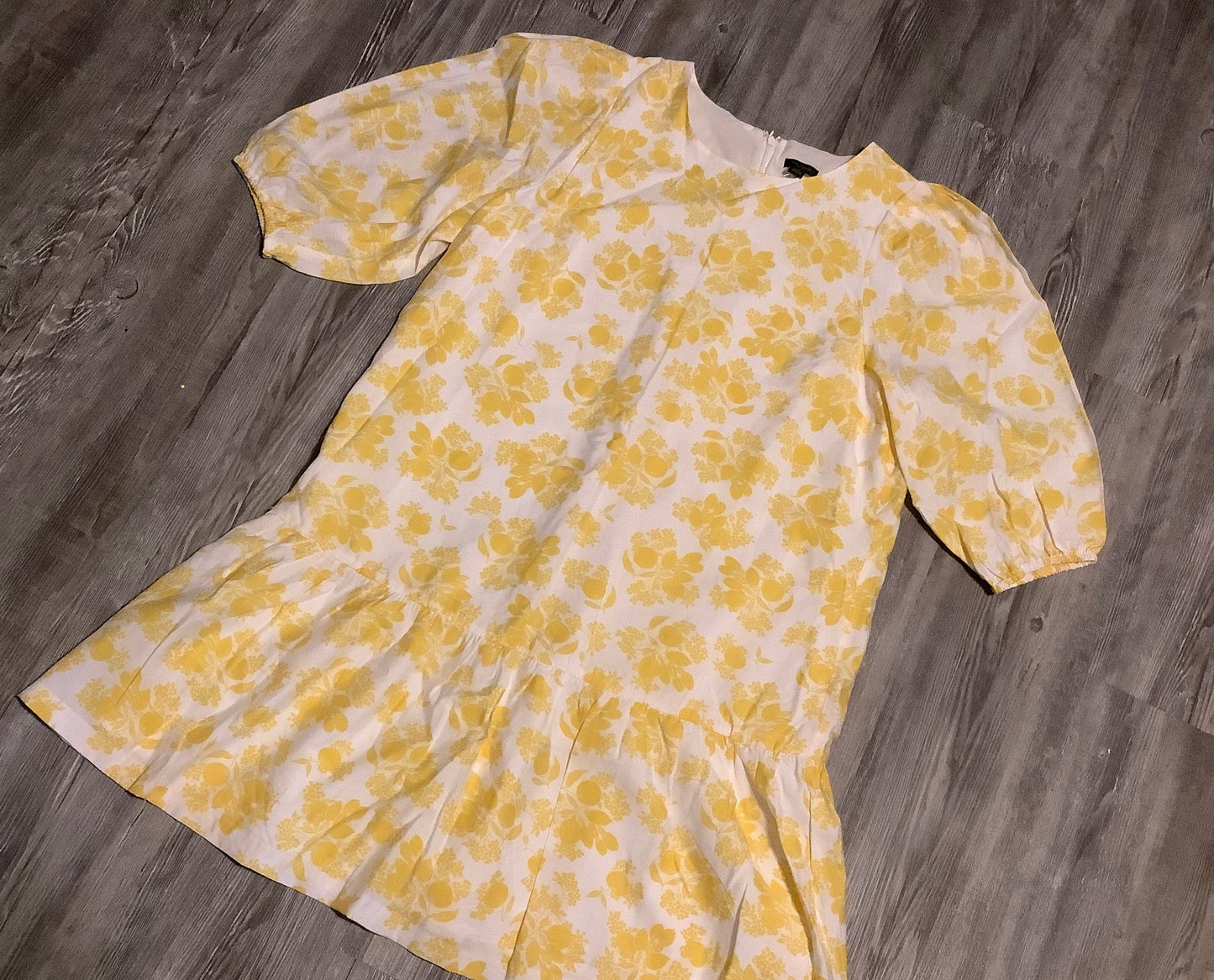 Dress Casual Midi By Ann Taylor In White & Yellow, Size: Petite   Xl