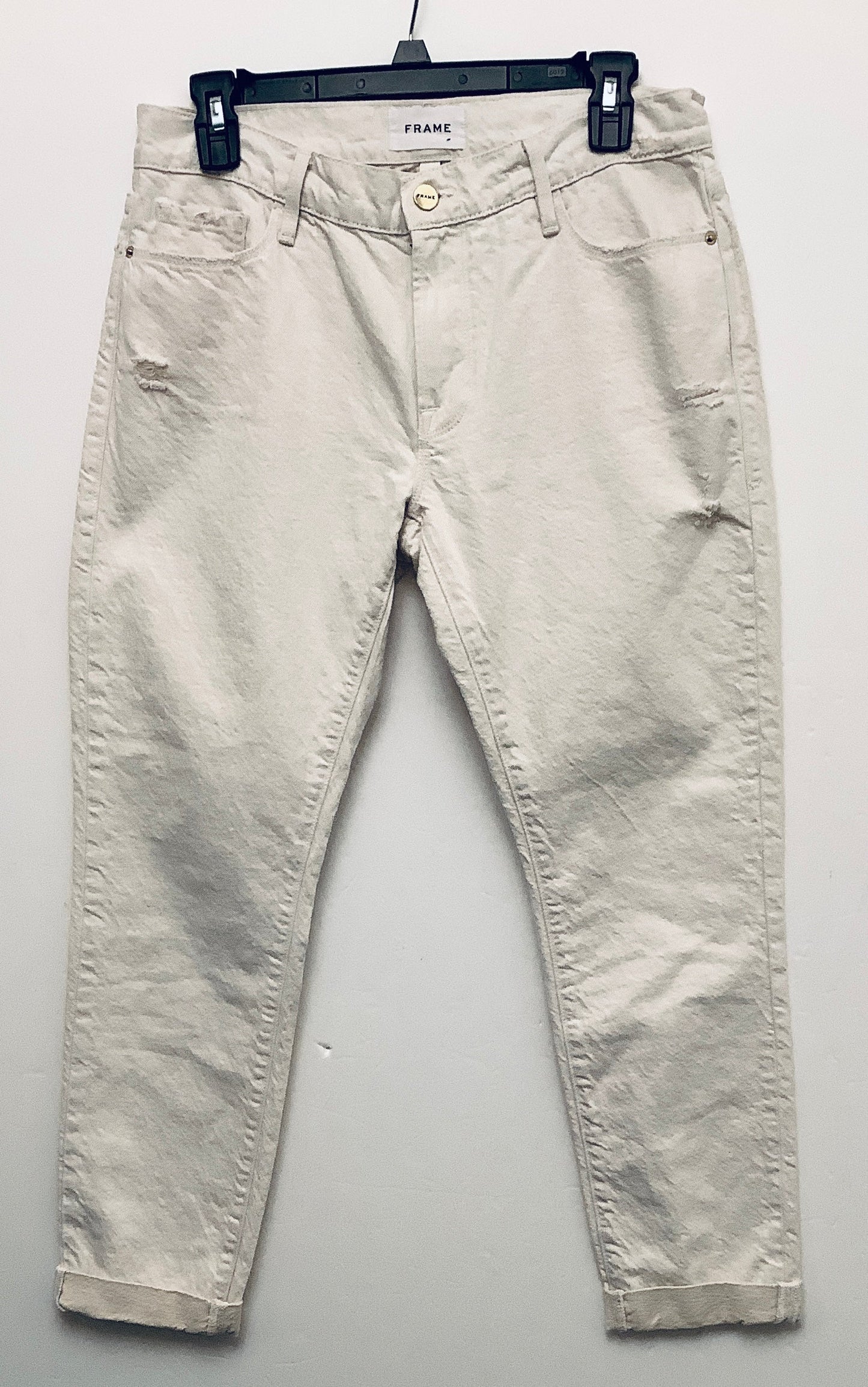 Jeans Straight By Frame In Cream Denim, Size: 2