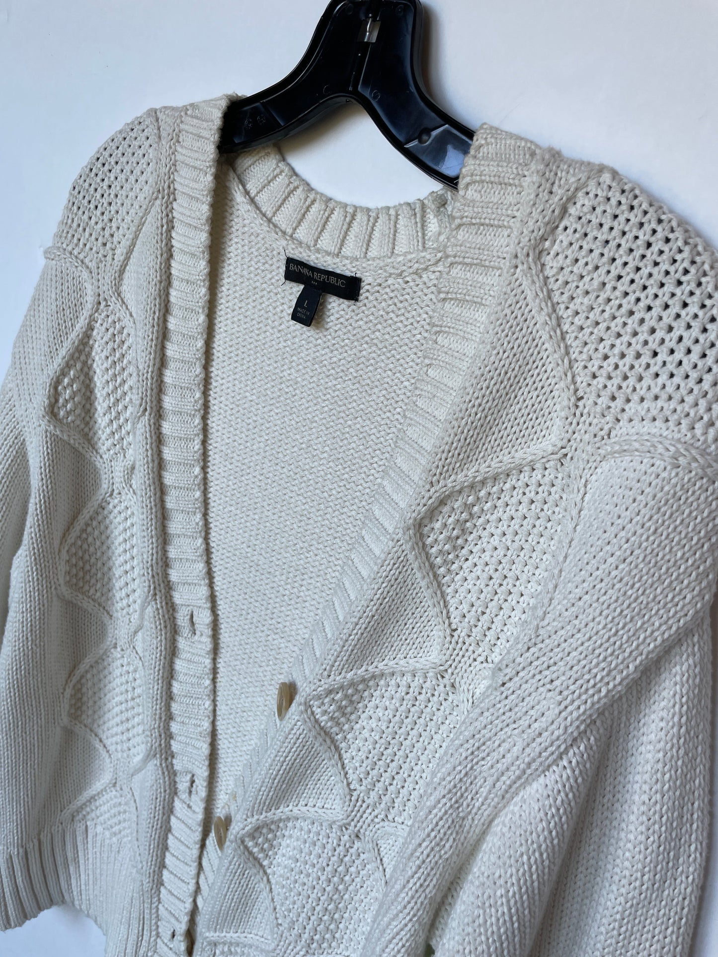 Sweater Cardigan By Banana Republic In Cream, Size: L