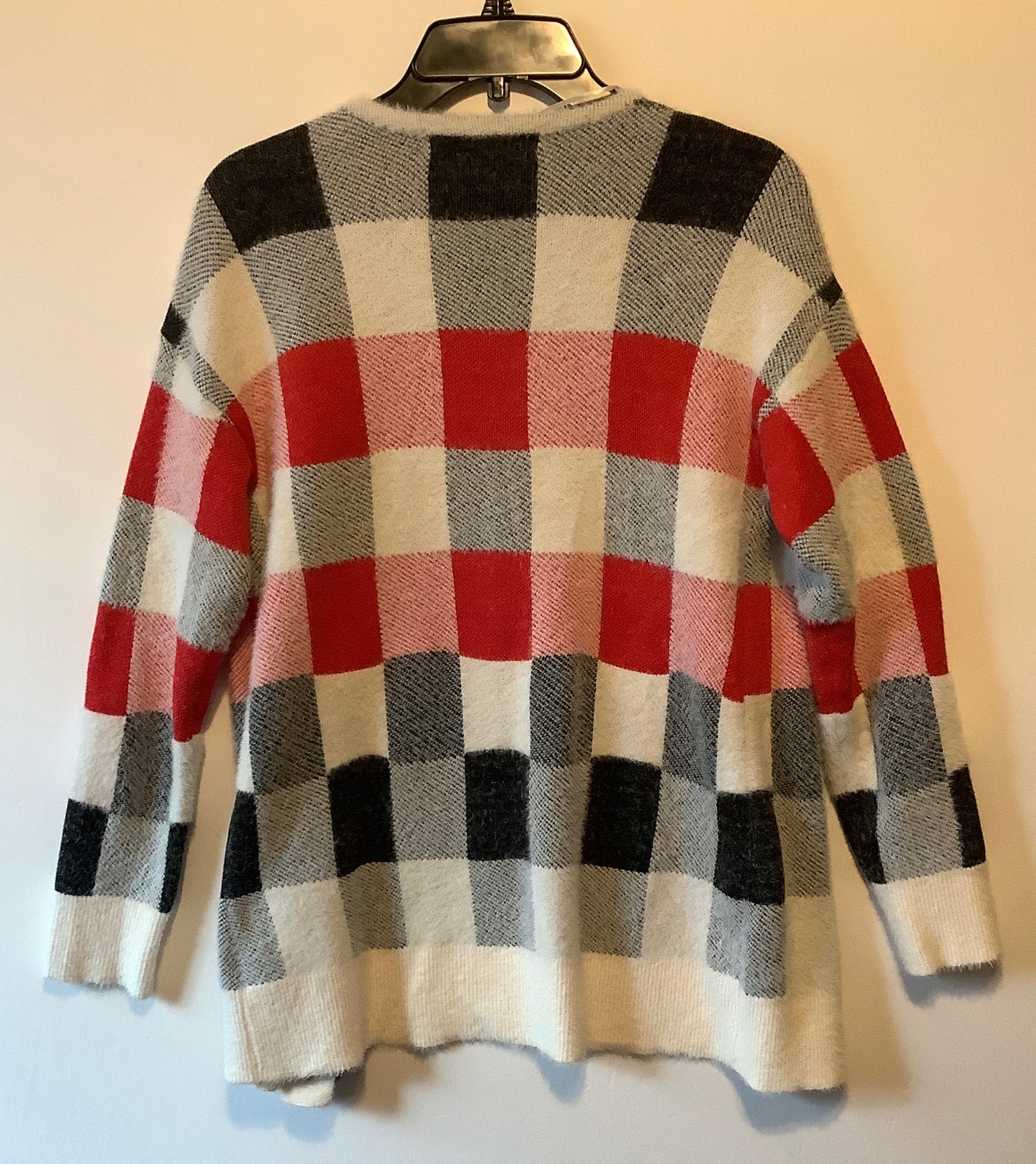 Sweater Cardigan By Max Studio In Checkered Pattern, Size: M