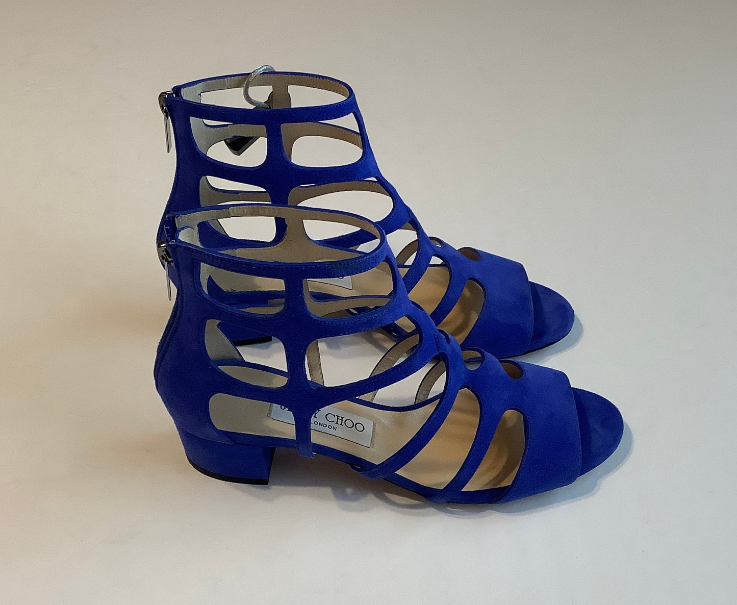 Sandals Luxury Designer By Jimmy Choo In Blue, Size: 8