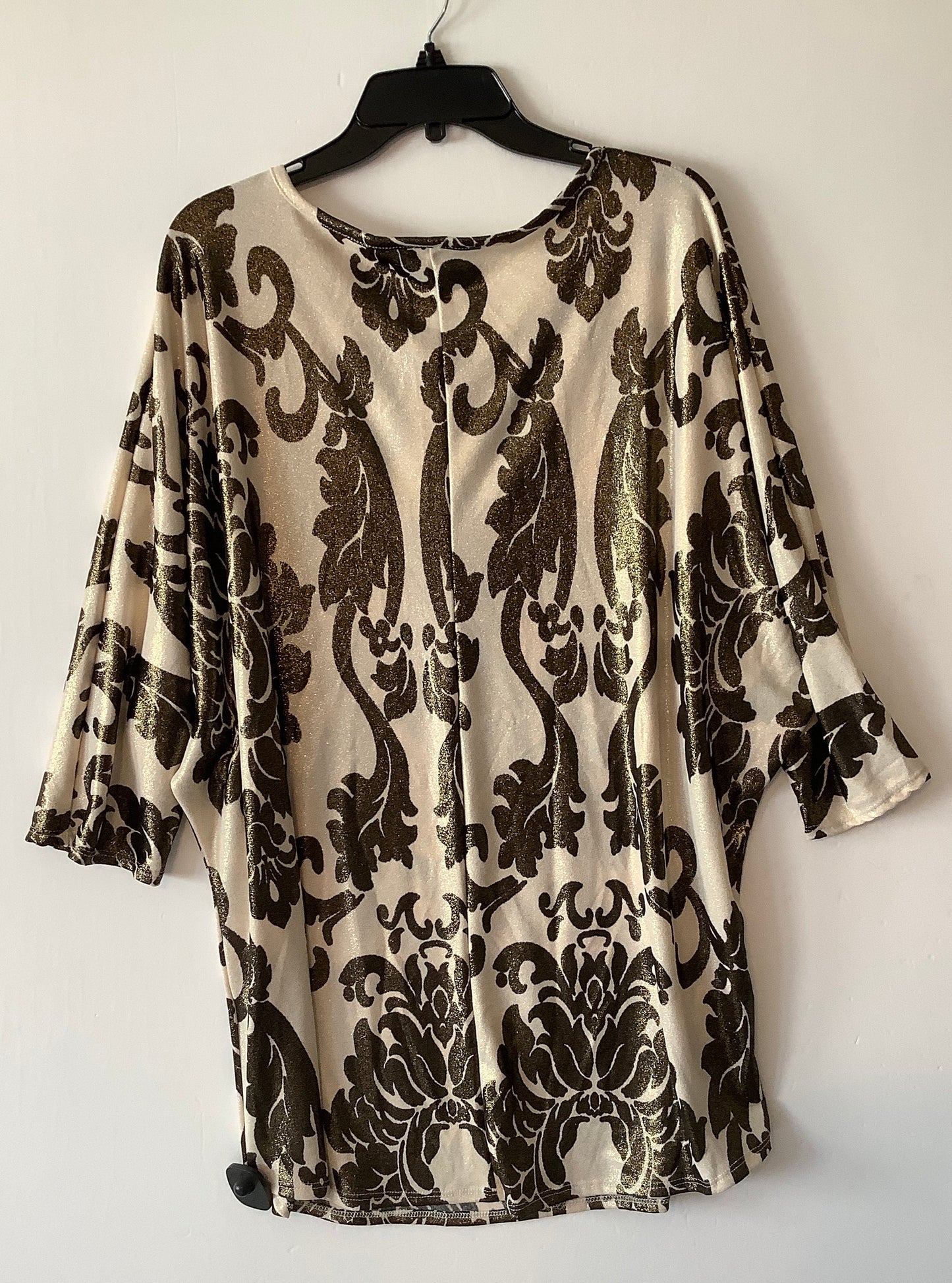 Top Long Sleeve By Auditions In Black & Tan, Size: 3x