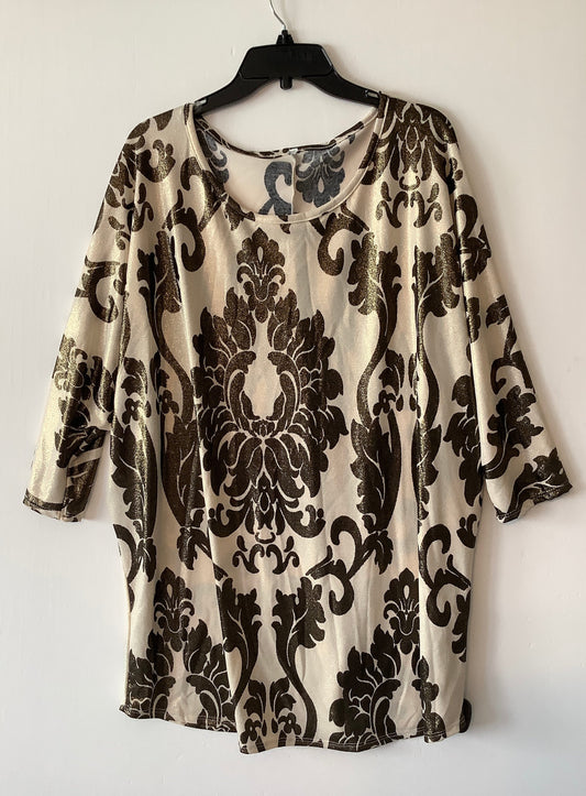 Top Long Sleeve By Auditions In Black & Tan, Size: 3x