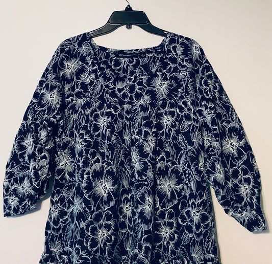 Dress Work By New York And Co In Blue & White, Size: L