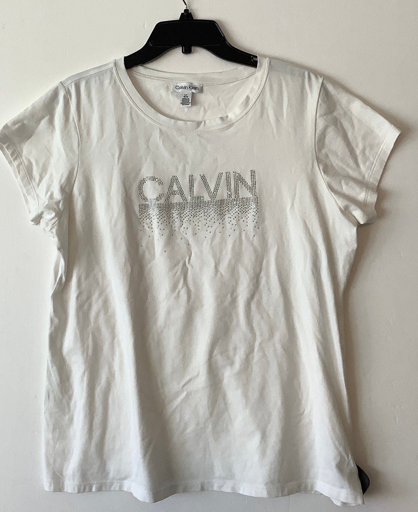 Top Short Sleeve Basic By Calvin Klein In White, Size: L