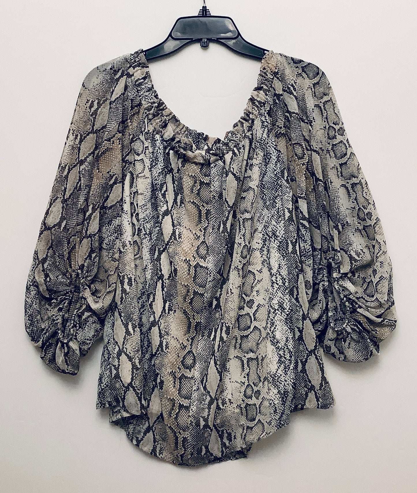 Top Long Sleeve By Entro In Snakeskin Print, Size: L